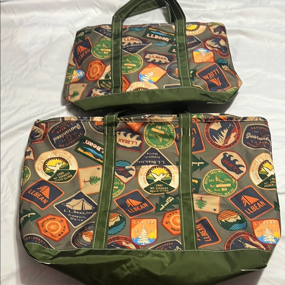 L.L. Bean Green Camping Themed Travel Bags
